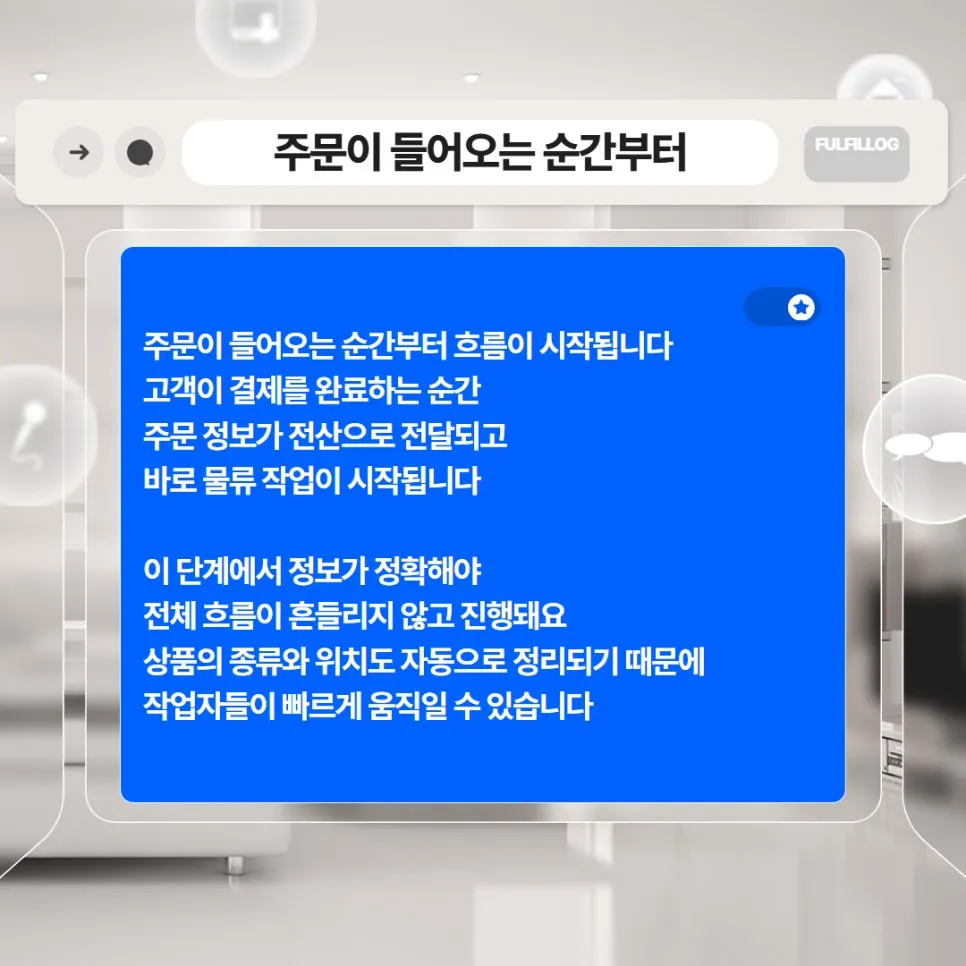 주문이 들어오는 순간부터 흐름이 시작됩니다 설명 이미지