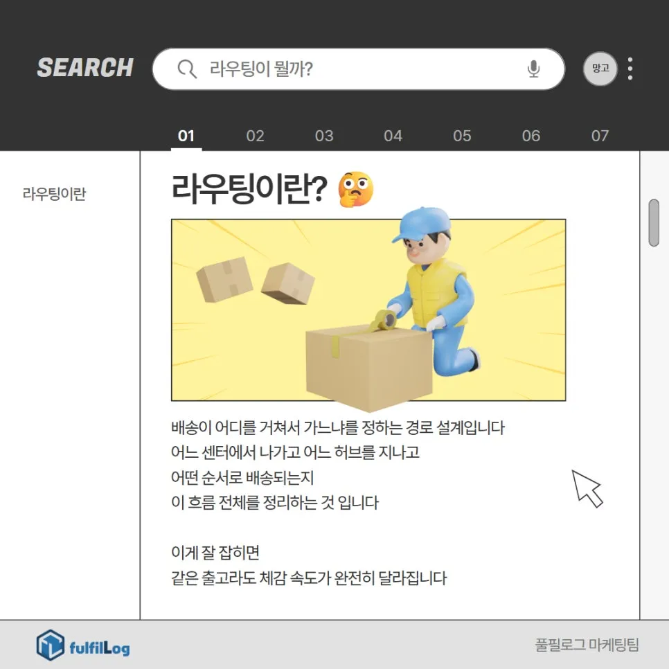 라우팅 잘못 잡히면 당일출고도 택배비도 다 흔들립니다 설명 이미지