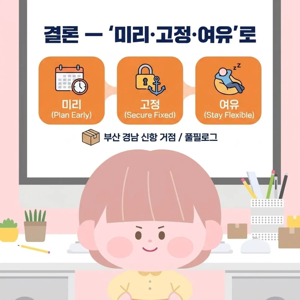 결론 — '미리·고정·여유'로 판단하세요 설명 이미지