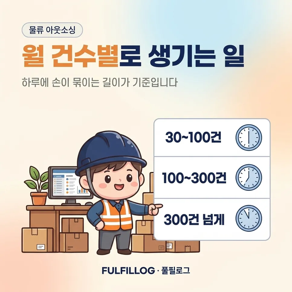 물류 아웃소싱, 월 몇 건이 기준인가요? 설명 이미지
