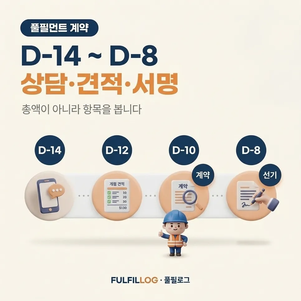 D-14 ~ D-8: 상담·견적·서명 설명 이미지
